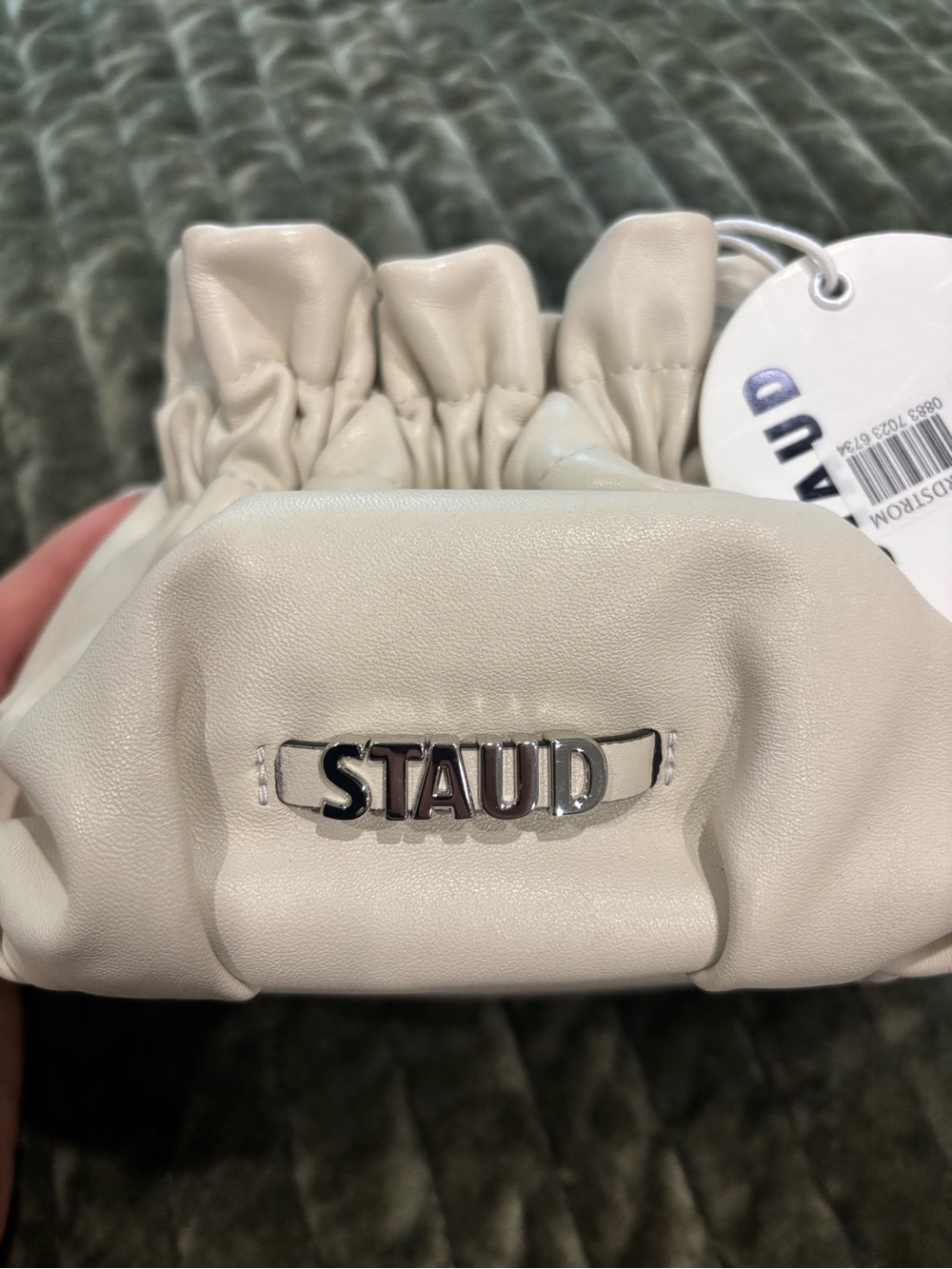 Staud Mini Grace Bucket Bag Cream Leather Crossbody NWT Adjustable Strap - Picture 4 of 9